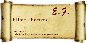 Elbert Ferenc névjegykártya